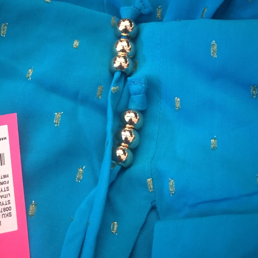 Lilly Pulitzer Litia Swing Dress - In Formentera Turquoise Metallic NWT - Picture 4 of 5